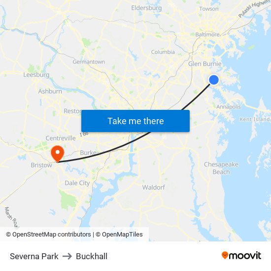 Severna Park to Buckhall map