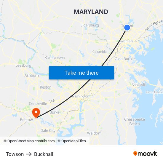 Towson to Buckhall map