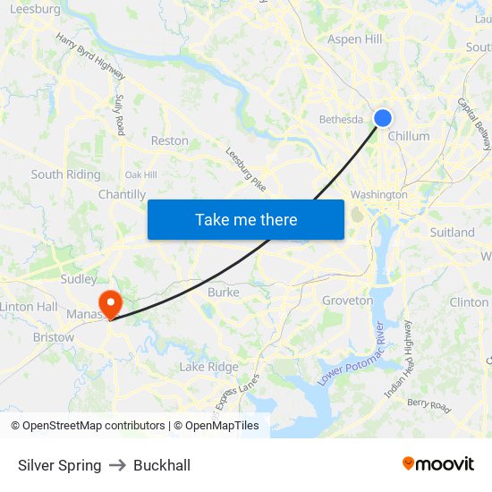 Silver Spring to Buckhall map