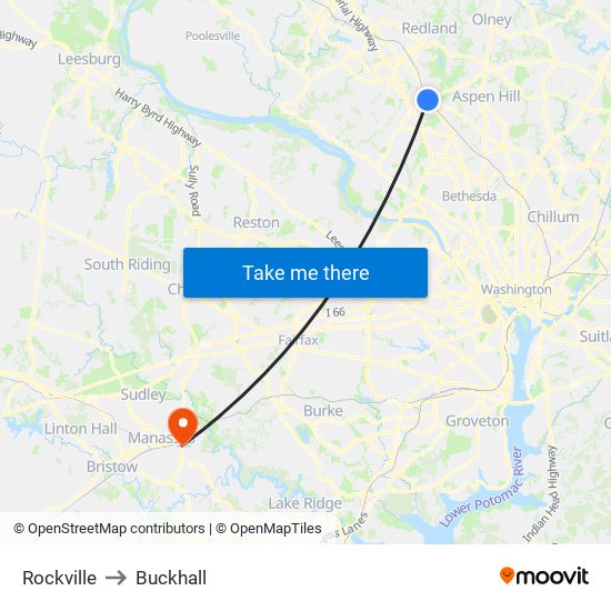 Rockville to Buckhall map