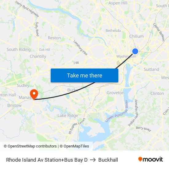 Rhode Island Ave-Brentwood+Bay D to Buckhall map