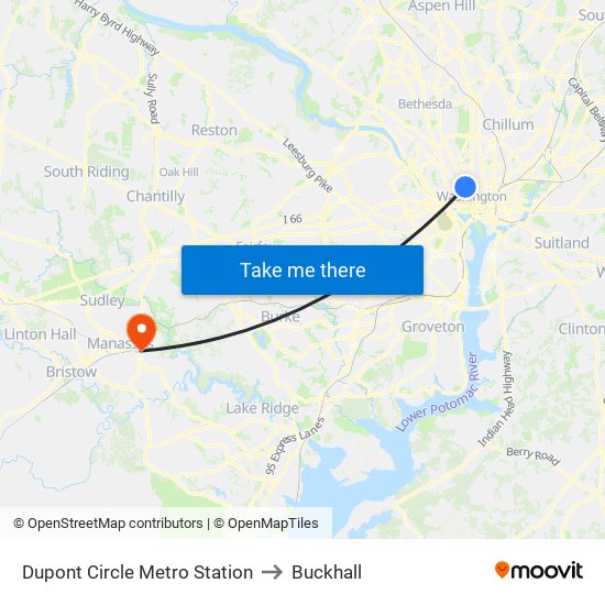 Dupont Circle Metro Station to Buckhall map