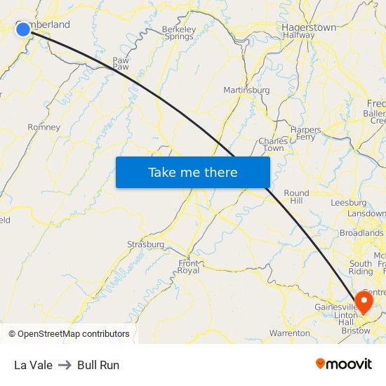 La Vale to Bull Run map