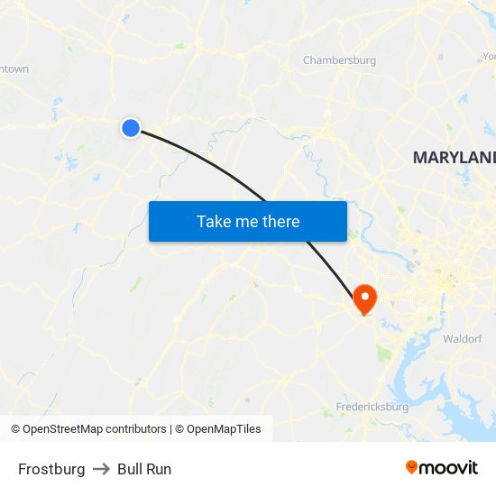 Frostburg to Bull Run map