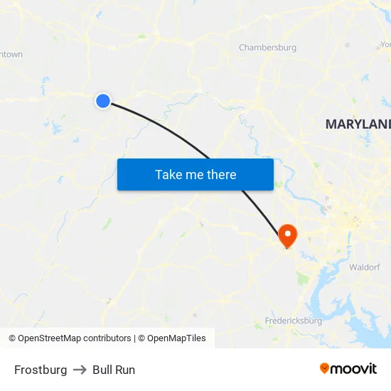 Frostburg to Bull Run map