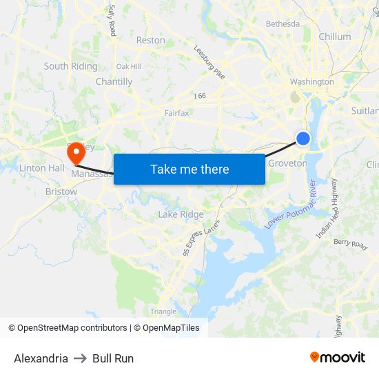 Alexandria to Bull Run map