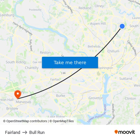 Fairland to Bull Run map