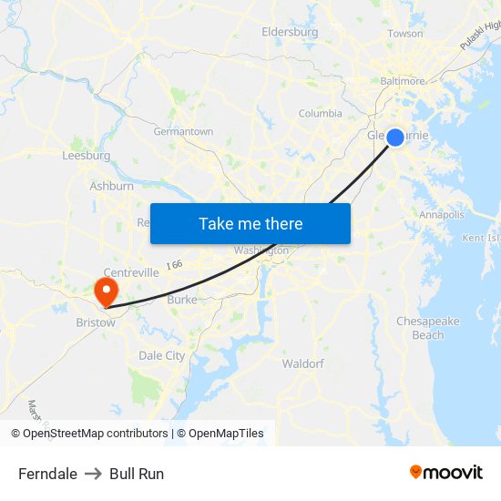 Ferndale to Bull Run map