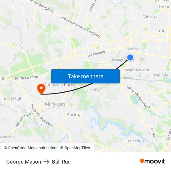 George Mason to Bull Run map