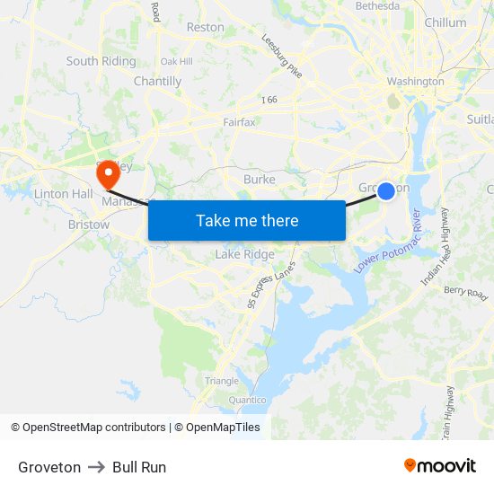 Groveton to Bull Run map