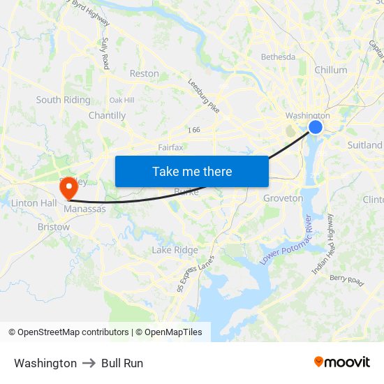 Washington to Bull Run map