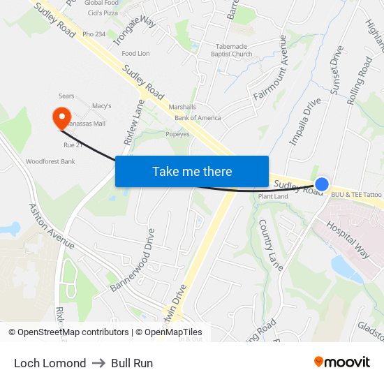 Loch Lomond to Bull Run map