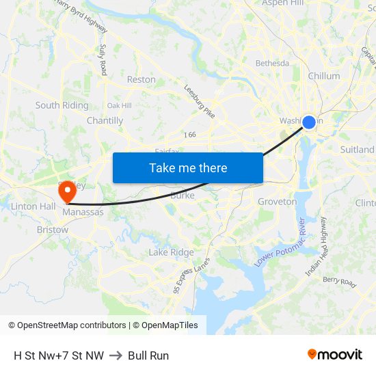 H St Nw+7 St NW to Bull Run map