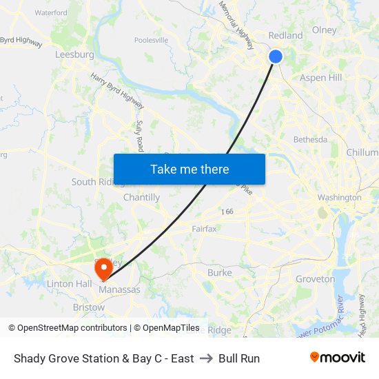 Shady Grove Station & Bay C - East to Bull Run map