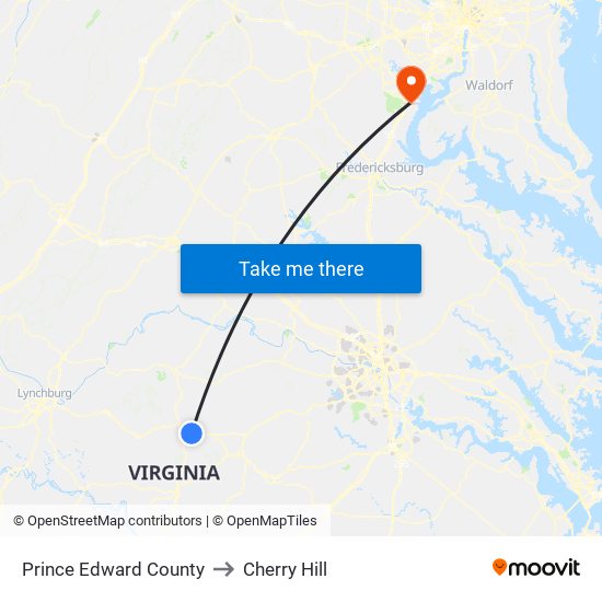 Prince Edward County to Cherry Hill map