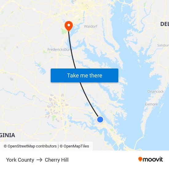 York County to Cherry Hill map