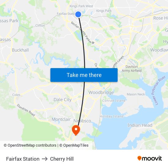 Fairfax Station to Cherry Hill map