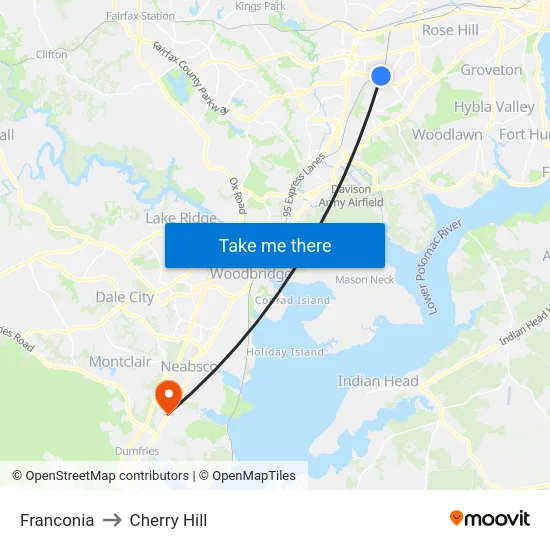 Franconia to Cherry Hill map