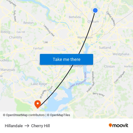 Hillandale to Cherry Hill map