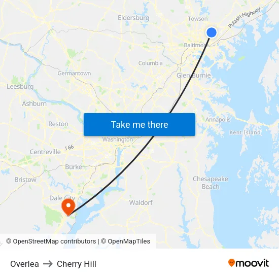 Overlea to Cherry Hill map