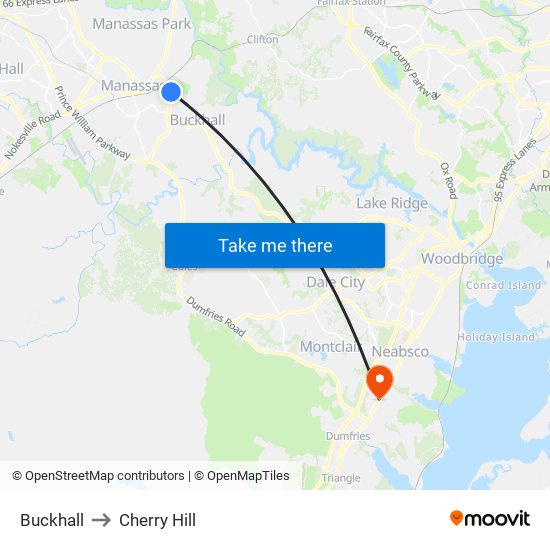 Buckhall to Cherry Hill map