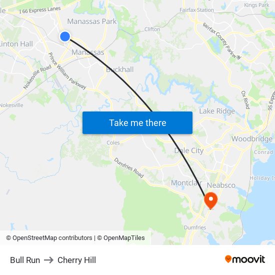 Bull Run to Cherry Hill map