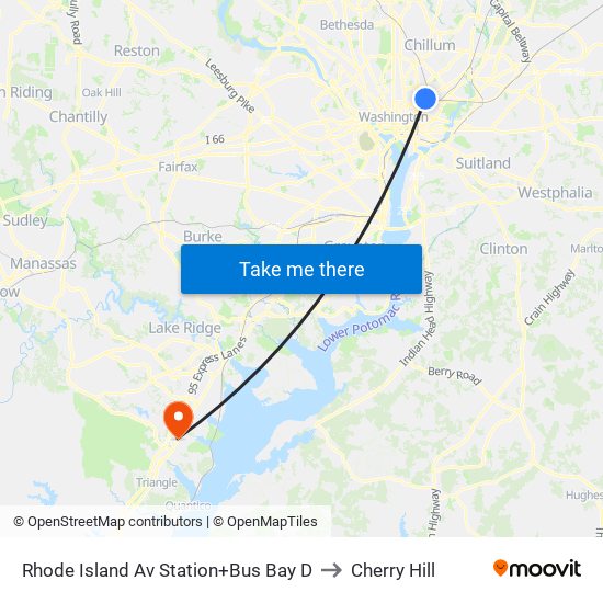 Rhode Island Ave-Brentwood+Bay D to Cherry Hill map