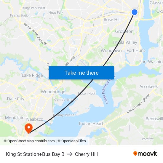 King Street-Old Town+Bay B to Cherry Hill map