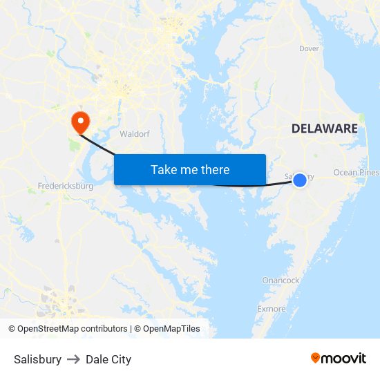 Salisbury to Dale City map