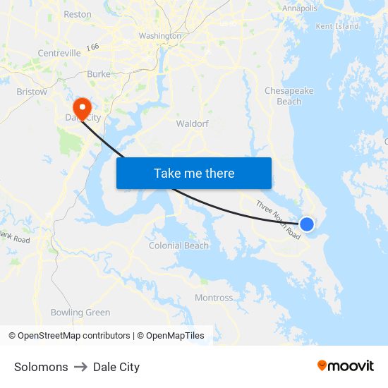 Solomons to Dale City map