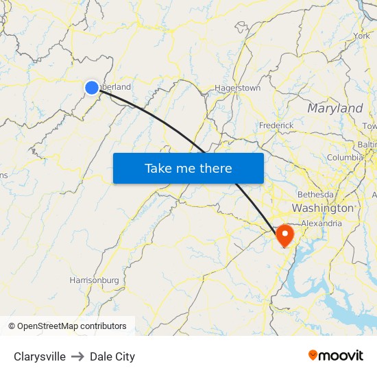 Clarysville to Dale City map