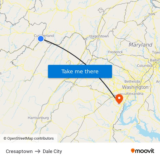 Cresaptown to Dale City map