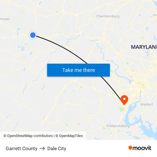 Garrett County to Dale City map
