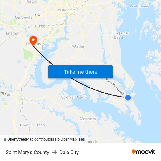 Saint Mary's County to Dale City map