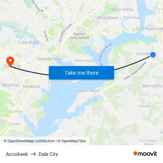 Accokeek to Dale City map