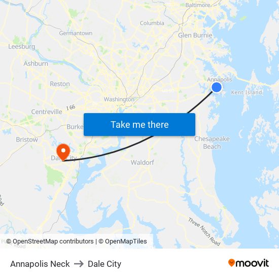 Annapolis Neck to Dale City map