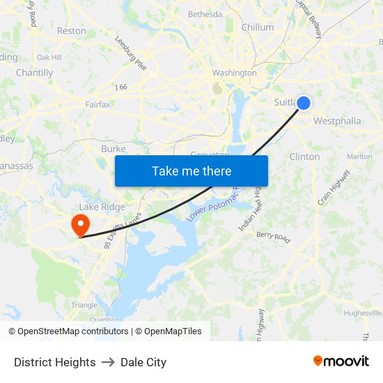 District Heights to Dale City map