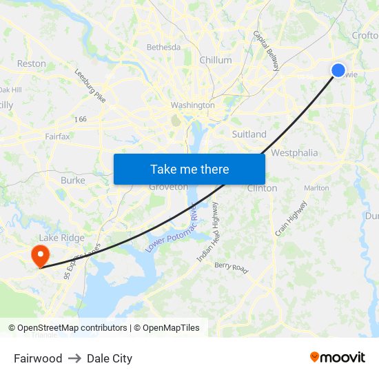 Fairwood to Dale City map