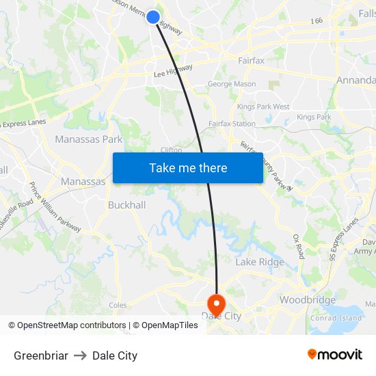 Greenbriar to Dale City map