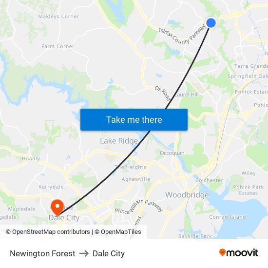Newington Forest to Dale City map