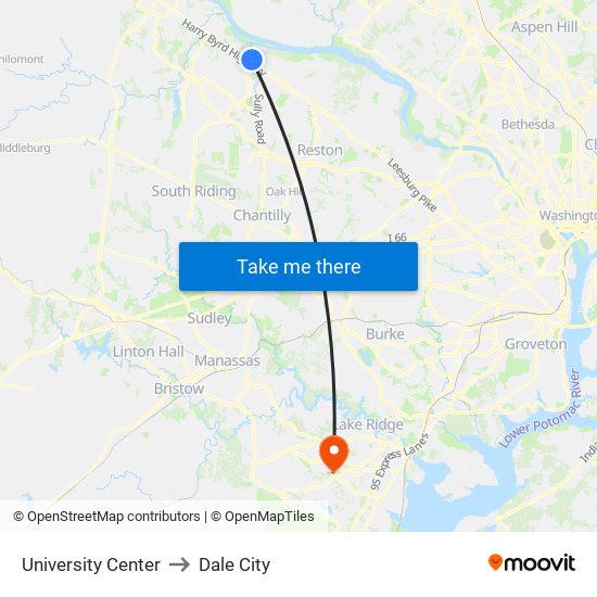 University Center to Dale City map