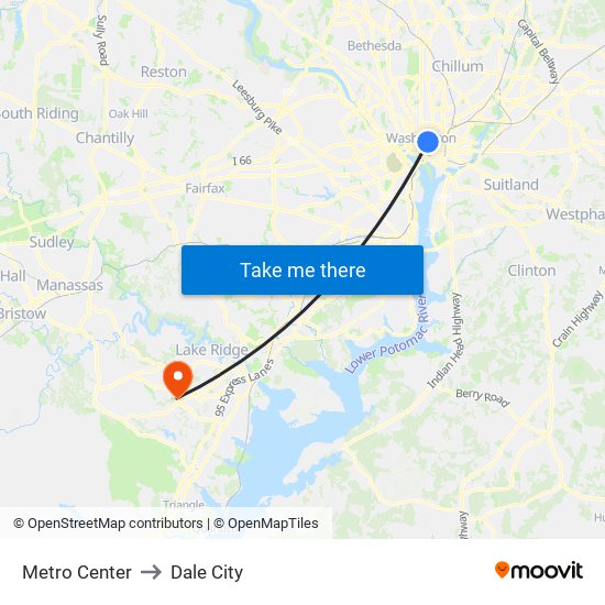 Metro Center to Dale City map