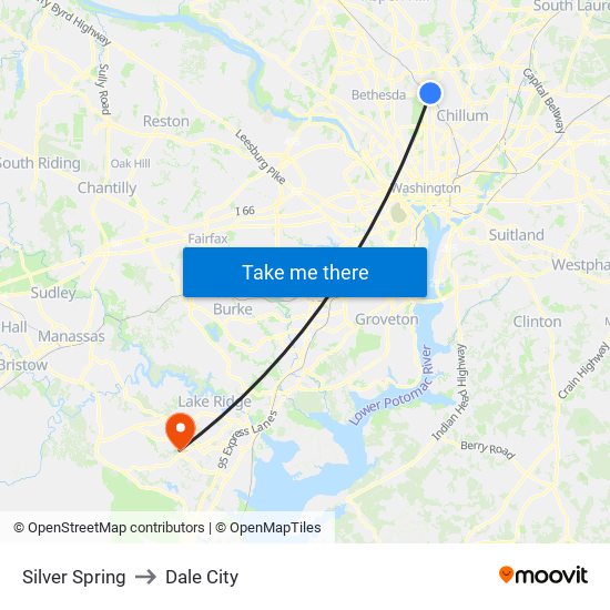 Silver Spring to Dale City map