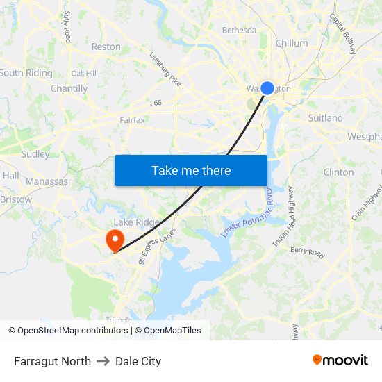 Farragut North to Dale City map