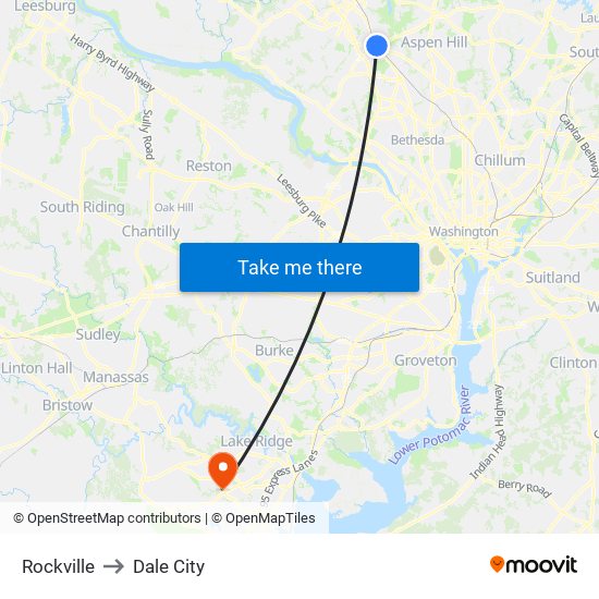 Rockville to Dale City map