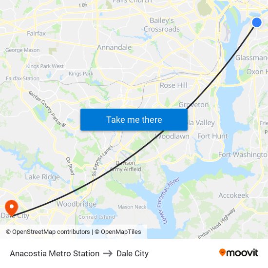 Anacostia Metro Station to Dale City map