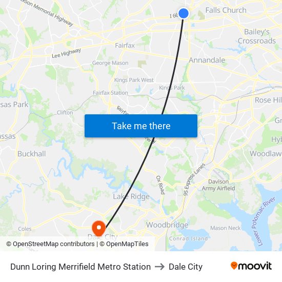 Dunn Loring Merrifield Metro Station to Dale City map