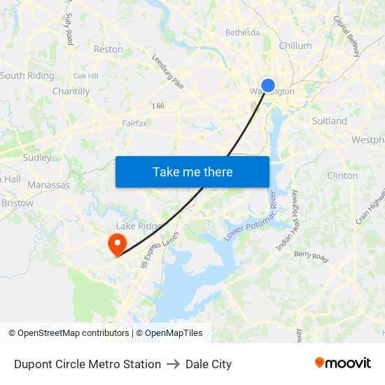 Dupont Circle Metro Station to Dale City map