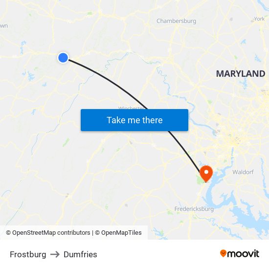 Frostburg to Dumfries map