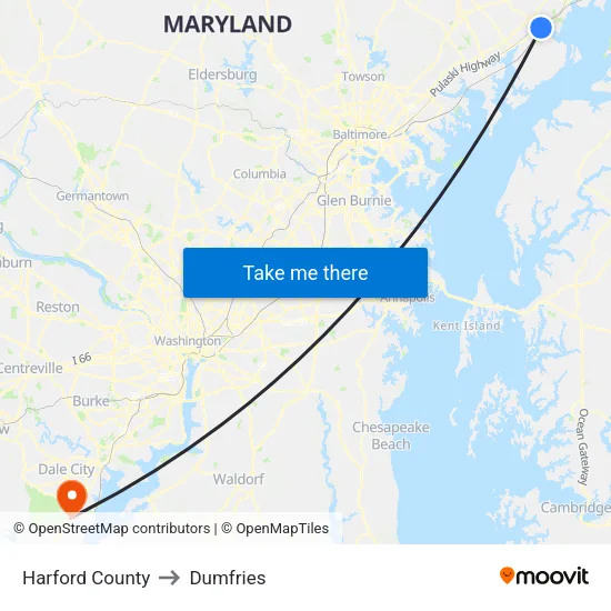 Harford County to Dumfries map